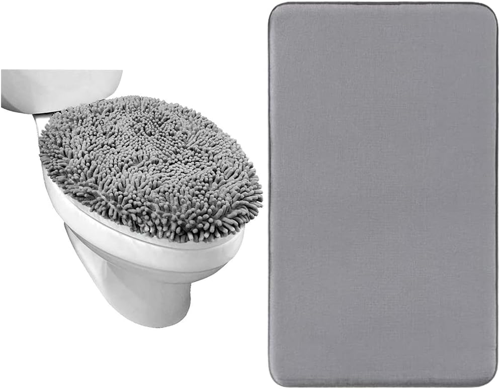 Gorilla Grip Toilet Lid Cover and Bath Rug Bundle 1