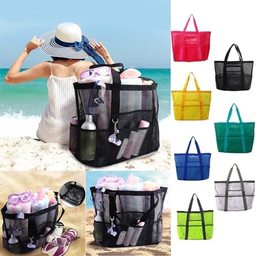 Portable Mesh Shower Caddy with 8 Pockets Black