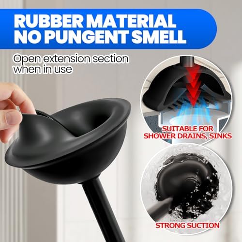Denvlex 2 in 1 Toilet Brush and Plunger Set Black 20inch