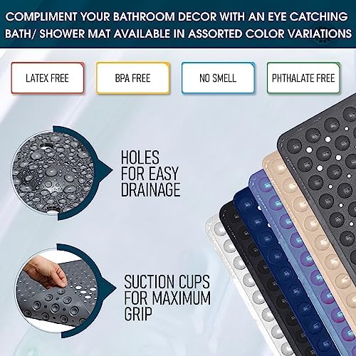 ENKOSI Square Shower Mat Non Slip 21x21 Clear with Drain Hole 1