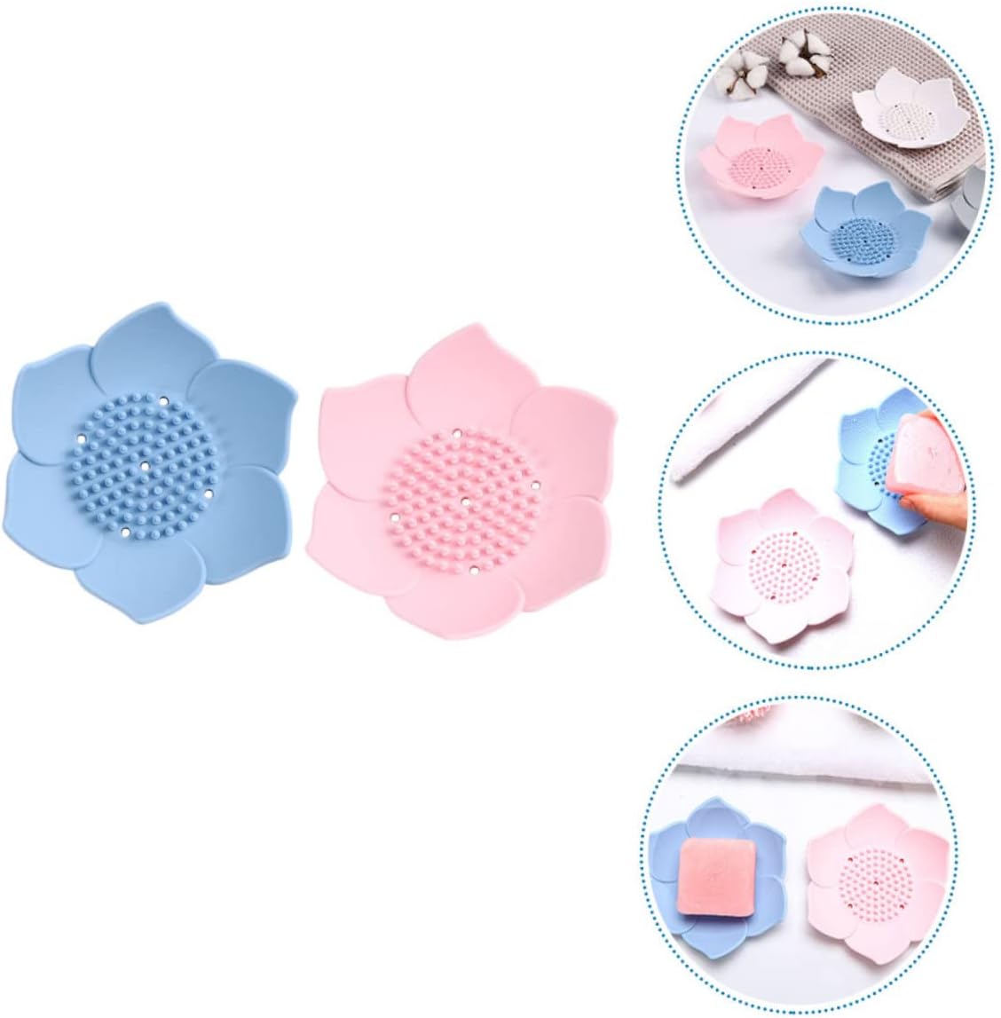 2PCS Silicone Soap Holders with Drainage Design