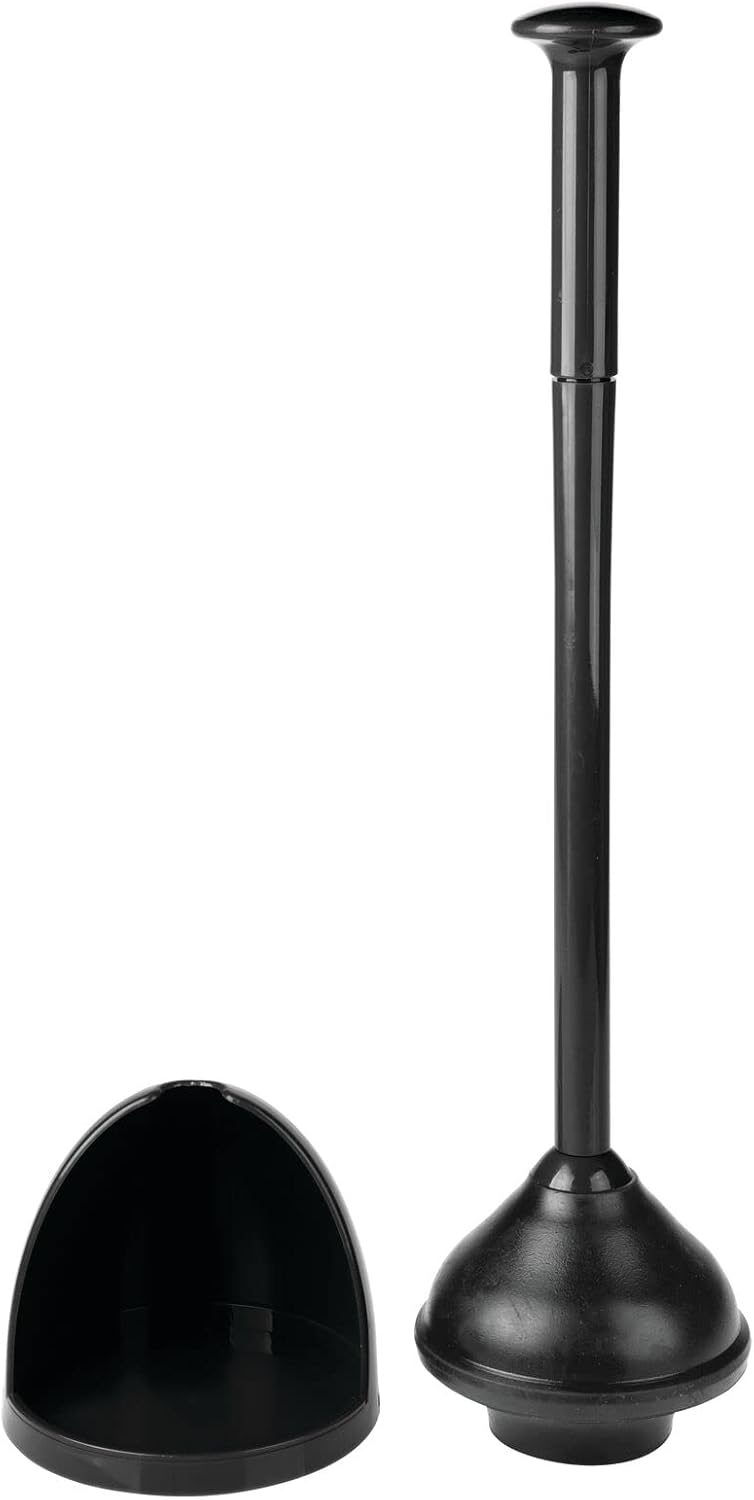 mDesign Toilet Plunger with Holder - Black