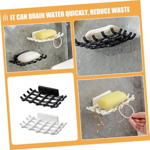 ABOOFAN 4pcs Self-Draining Soap Dish for Bathroom Wall