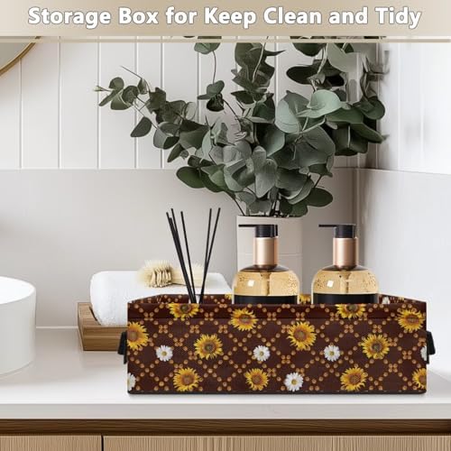 Sunflower Daisy Toilet Paper Basket with Handle