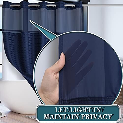 Conbo Mio Check Shower Curtain Liner Navy Blue 71x84