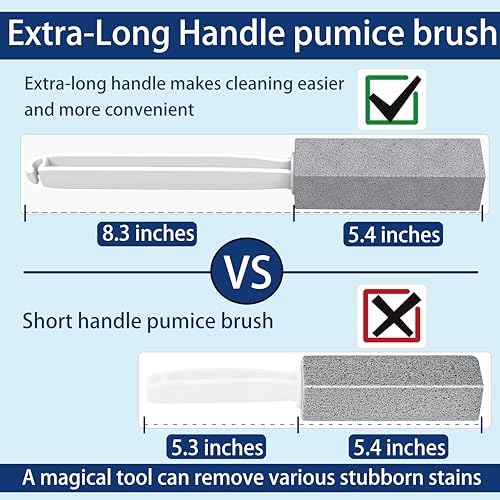 2 Pack Pumice Stone Brush with Long Handle for Toilet Cleaning