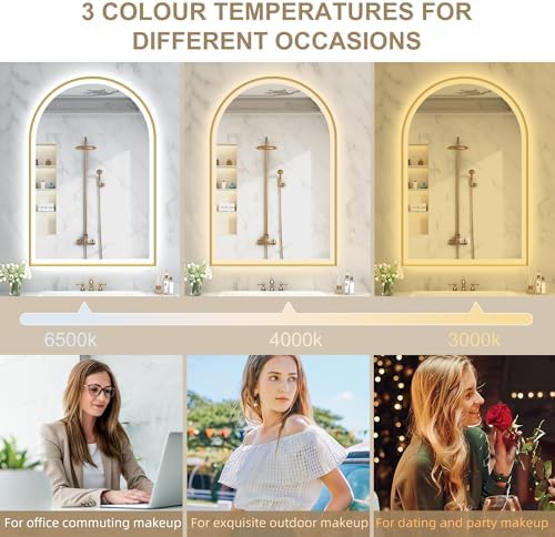 Sbagno 24x36 Arched Gold LED Mirror