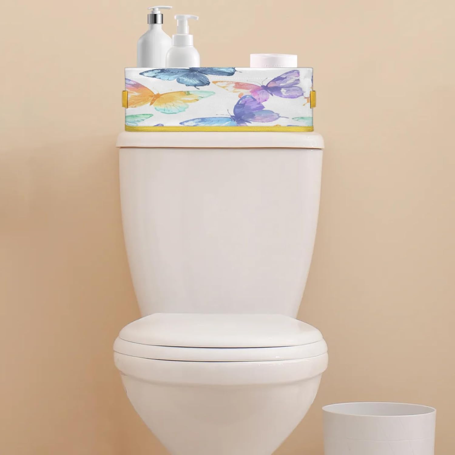 Snatocys Flying Spring Butterflies Toilet Paper Basket with Handles