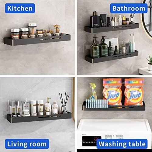 Dancrul Shower Caddy Floating Shelf - 12 Inch Black Aluminum Wall Organizer