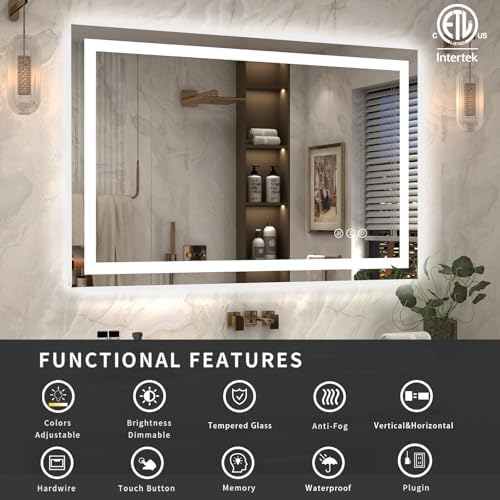 ODDSAN 40x32 Smart LED Bathroom Mirror with Anti-Fog