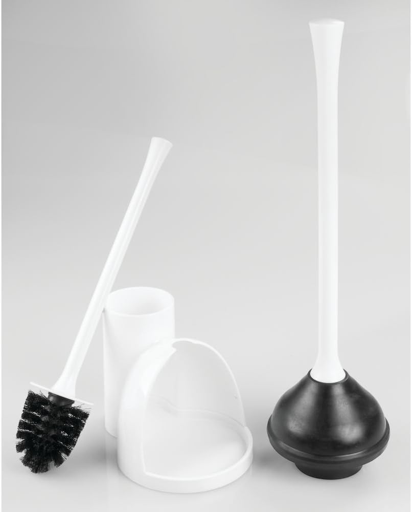 InterDesign iDesign Una Toilet Brush and Plunger Combo Set White 1