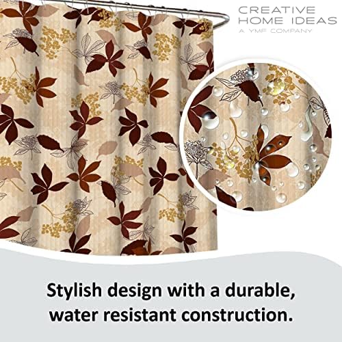 Creative Home Ideas 15-Piece Shower Set 72x72 Blowing Leaves Chocolate