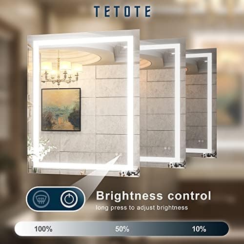 TETOTE 30x36 LED Vanity Mirror with Dimmable Lights and Anti-Fog Function