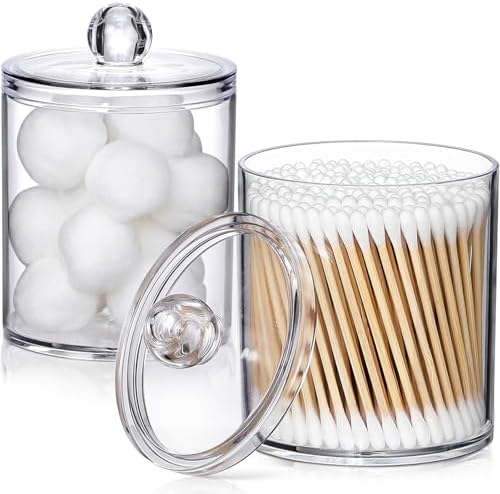 AOZITA 2 Pack Acrylic Q-tip Holder Dispenser