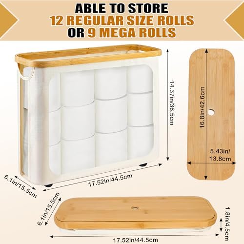 WIHOTUPO Toilet Paper Storage Basket with Lid - Bamboo Holder Organizer