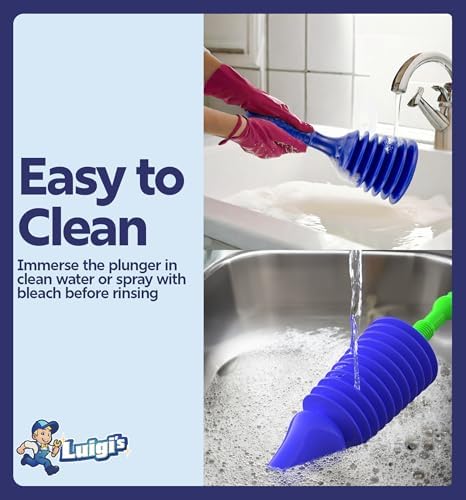 Luigis Heavy Duty Plunger Bundle for Bath and Kitchen