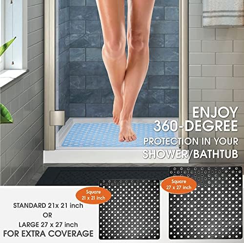 ENKOSI 21x21 Non-Slip TPE Square Shower Mat with Suction Cups