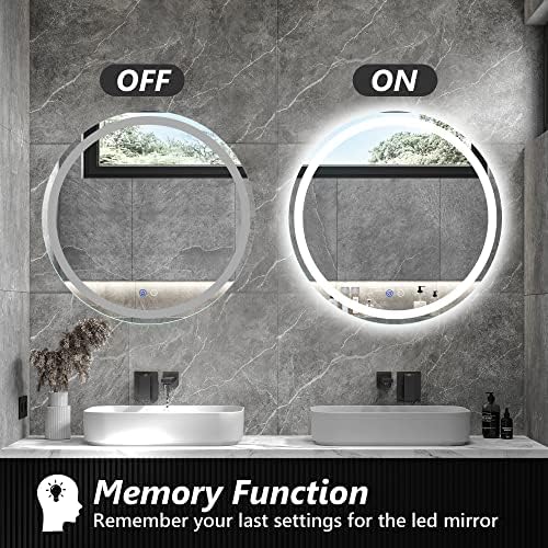 TATU 24 Inch LED Round Backlit Vanity Mirror 1