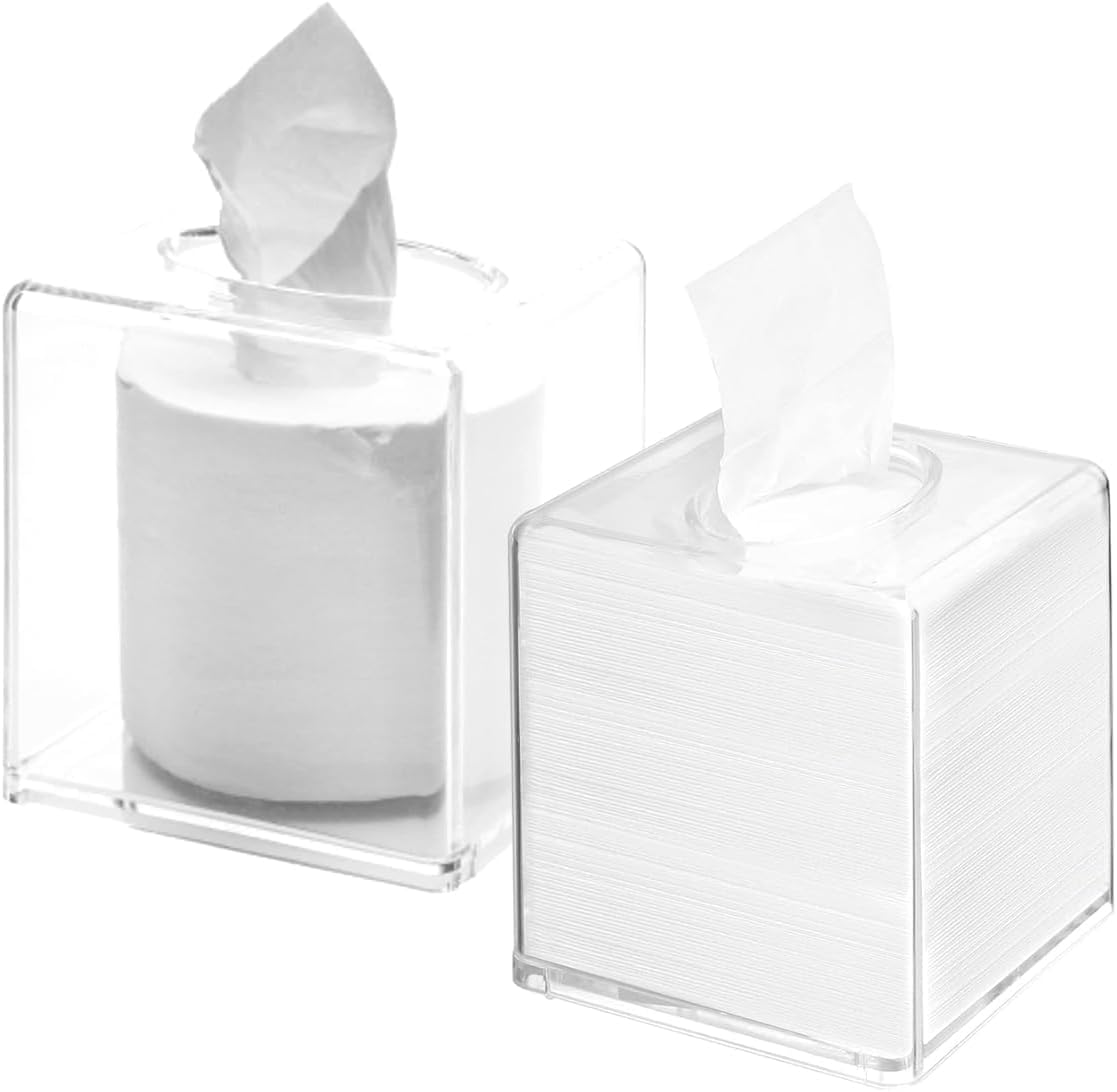 Voittozege 2 Pack Clear Acrylic Tissue Boxes 5x5x55 Inch