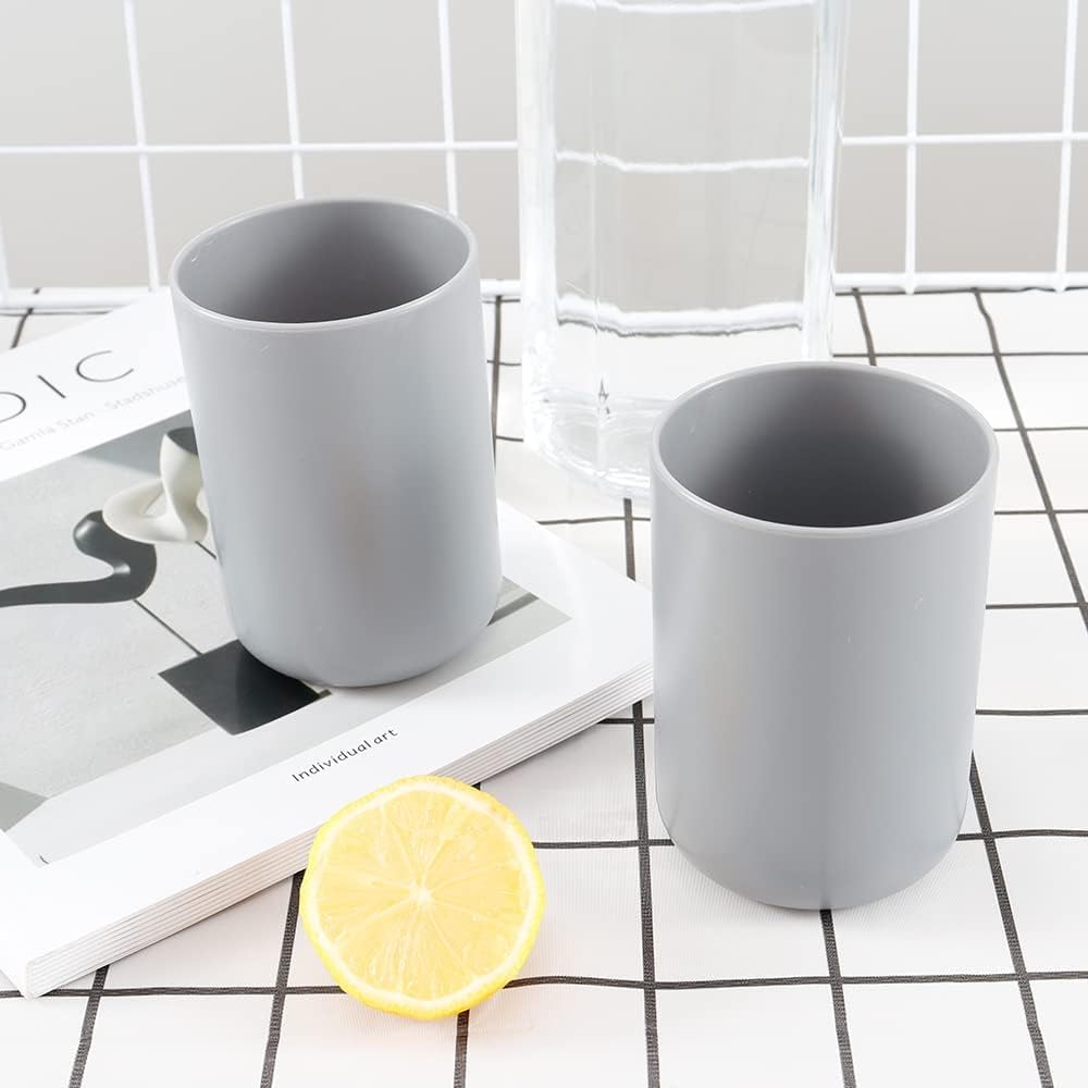 Wongwongcat 2Pcs Bathroom Tumblers Dishwasher Safe Food-Grade PP 10floz Grey Grey