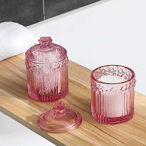 Rejomiik 2 Pack Qtip Holder Glass Jars with Lids
