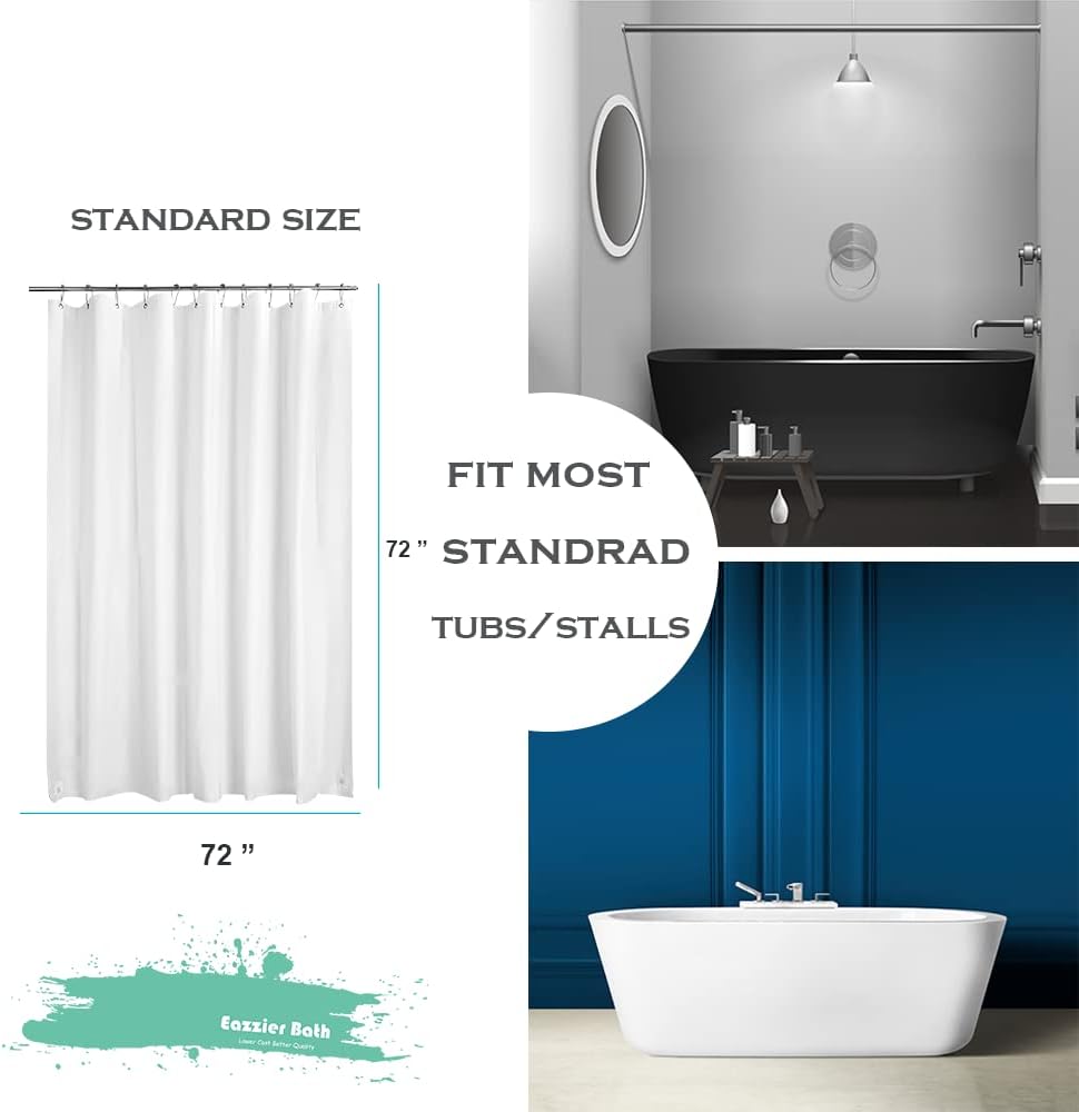 Eazzier Bath 72x72 Inch Thin Shower Curtain Liner