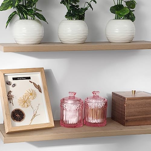 Rejomiik 2 Pack Qtip Holder Glass Jars with Lids
