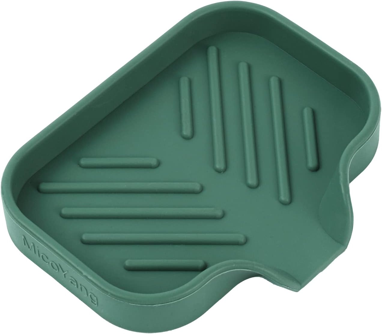 MicoYang Silicone Soap Dish with Drain Spout - Green 49x32 Inch