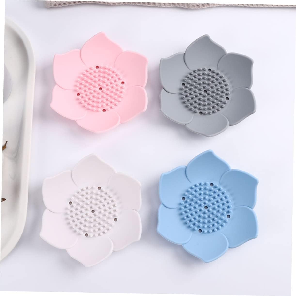 2pcs Luxury Silicone Soap Dish Set Self-Draining Bathroom Holder