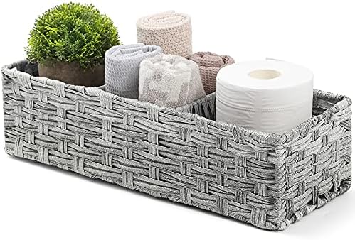 AOZITA Toilet Paper Basket with Larger Compartments