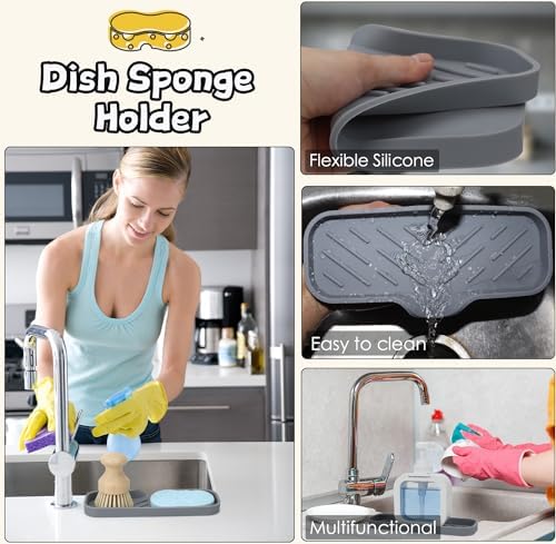 YASMEN Silicone Soap Dish with Drain Gray 9 x 315