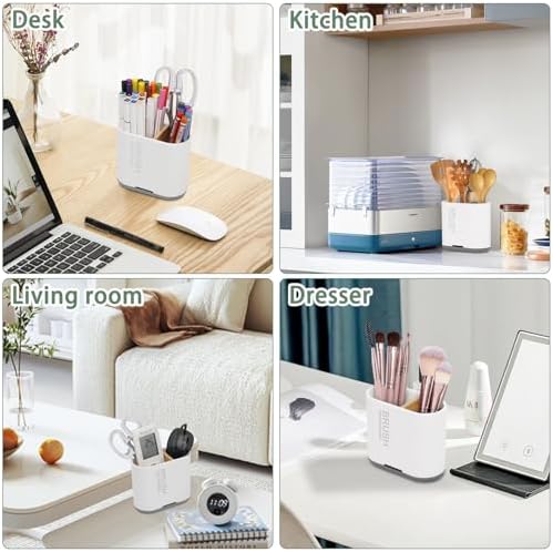 Chintu Bamboo Toothbrush Holder with 2 Slots and Drainage - Family-White