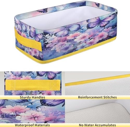 Butterfly Flower Toilet Paper Storage Basket with Handles