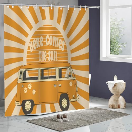 Simsant Boho Retro Floral Shower Curtain 72x72 Inches Reversible