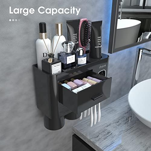 iHave Wall Mounted Toothbrush Holder with Toothpaste Dispenser