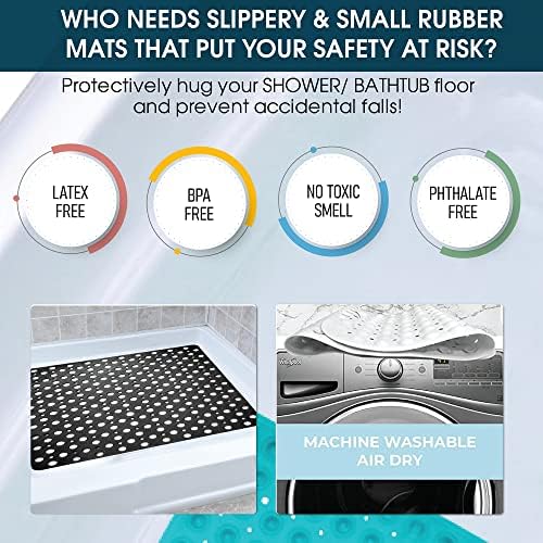 ENKOSI 21x21 Non-Slip TPE Square Shower Mat with Suction Cups