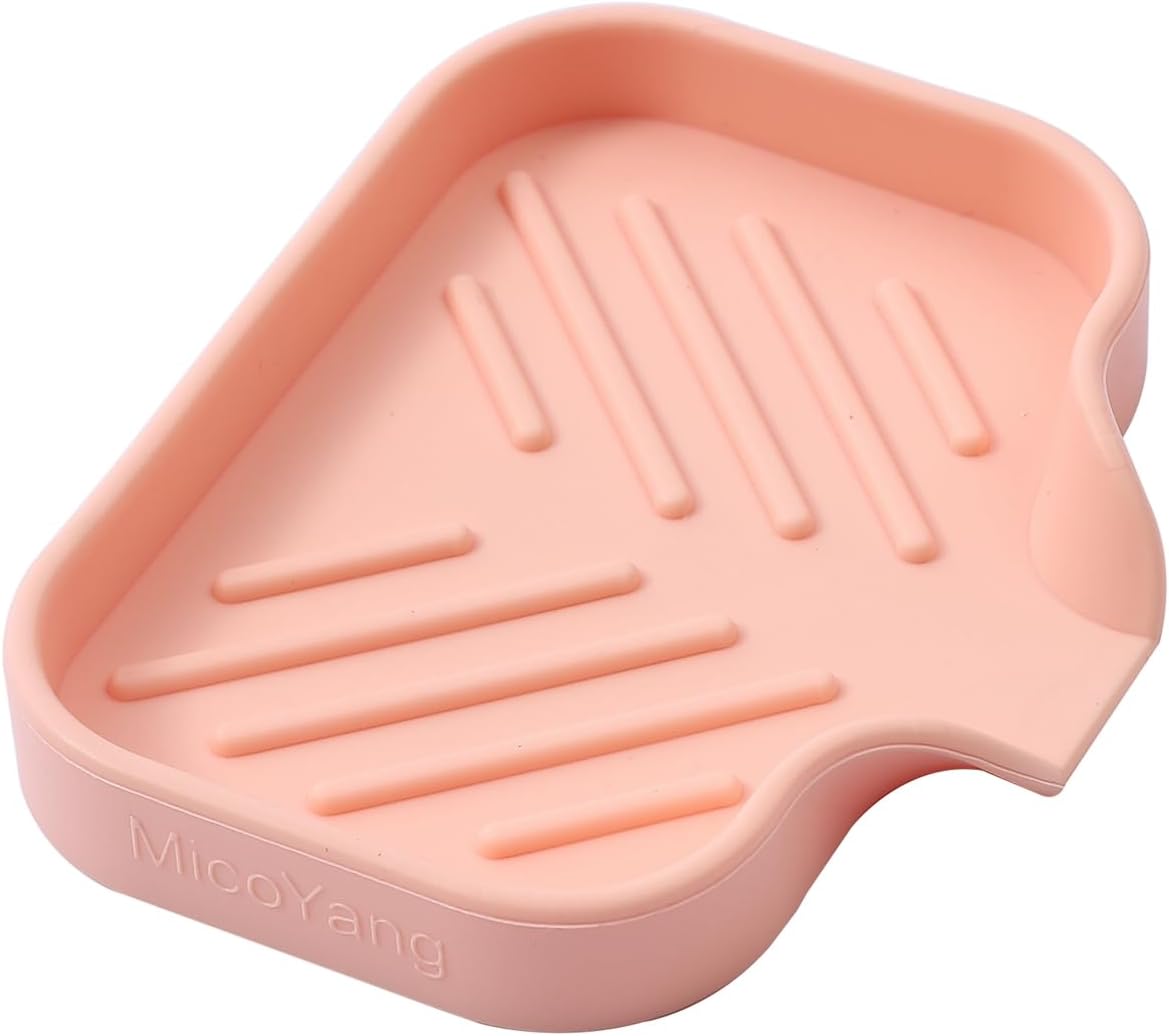 MicoYang Silicone Soap Dish with Drain Spout - Pink 49x32 Inch