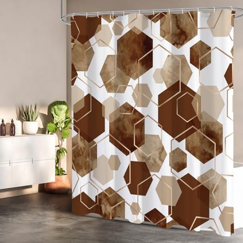 Litabel Brown and Grey Modern Shower Curtain 72x72 Inch