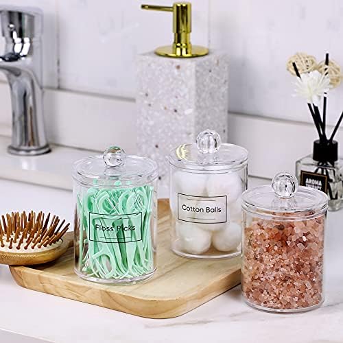 AOZITA 3 Pack Acrylic Q-Tip Holder Dispenser Set