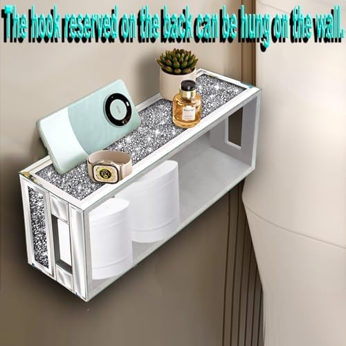 Wocred Diamond Mirror Bathroom Tray Wall-Mounted Storage Organizer