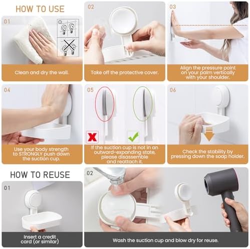 LEVERLOC Suction Cup Soap Dish Holder for Shower Wall
