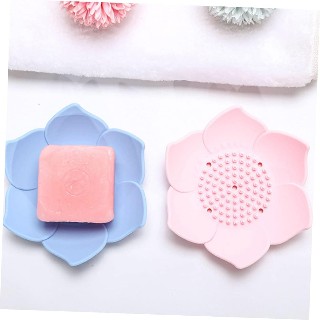 2PCS Silicone Soap Holders with Drainage Design