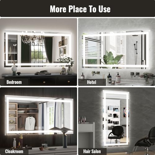 Easly 30x55 Inch LED Bathroom Mirror with Anti-Fog and Dimming