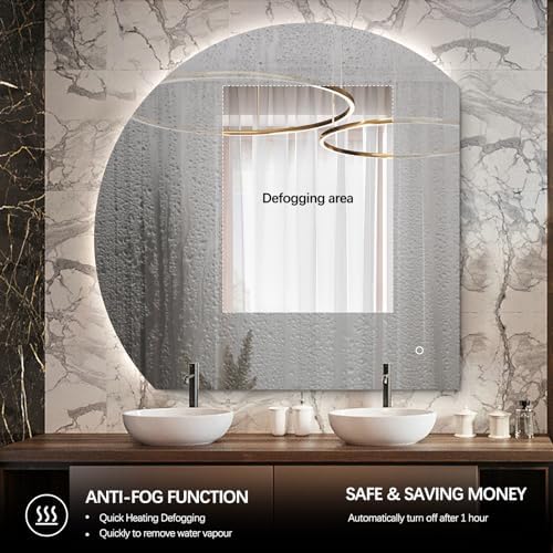 Niccy 43 Inch Half Moon LED Mirror for Bathroom