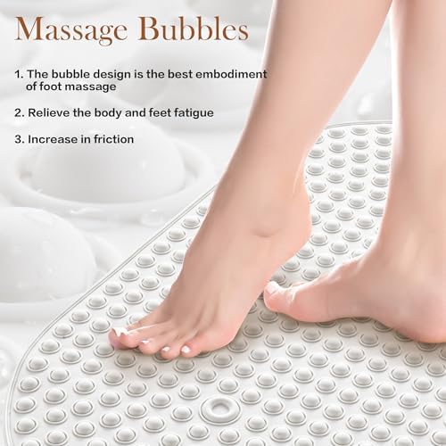 Joiyota Silicone Bath Mat Oval Non-Slip with 27x15 Inches