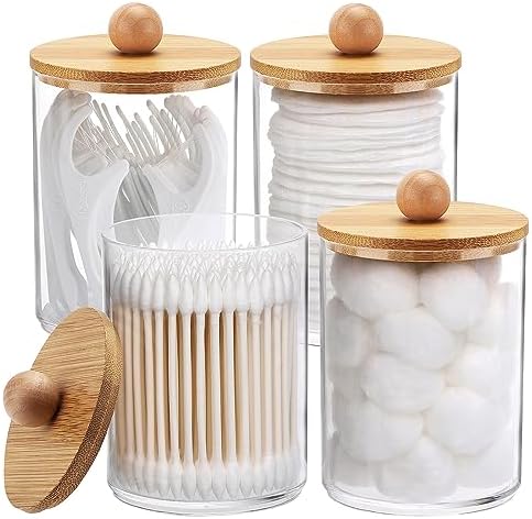 Tbestmax 4 Pack Qtip Holder with Bamboo Lids 1