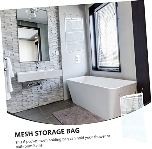 6 Pocket Mesh Bag Organizer Stainless Steel Hanging Shower Caddy