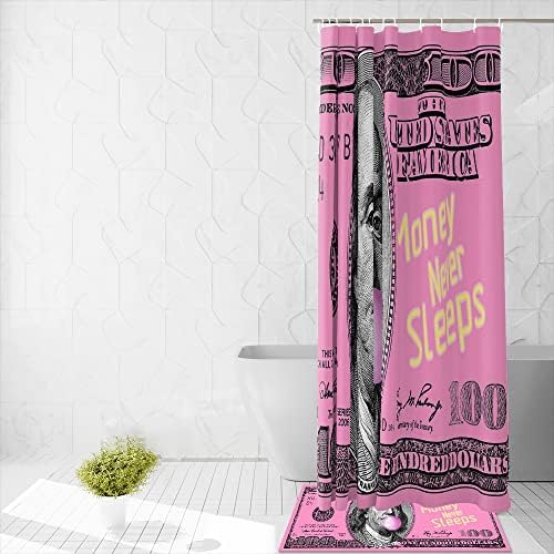 GUBIYU 4-Piece Pink Money Bathroom Set