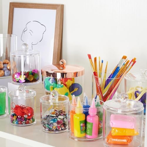 SheeChung 6 Pack Qtip Dispenser Clear Acrylic Jars