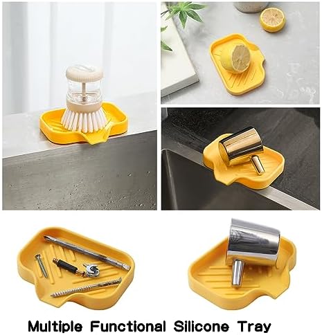 MicoYang Silicone Soap Dish with Drain Spout - Yellow 4932